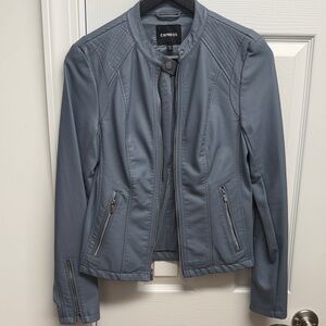 Express Women's light blue Leather Jacket